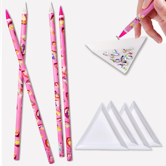 8-Piece Rhinestone Picker Tool Kit, Self-Adhesive Wax Pens & Sorting Trays for Diamond Painting, Nail Art & Gem Craft DIY Tools